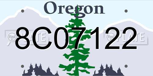 8C07122 Oregon License Plate