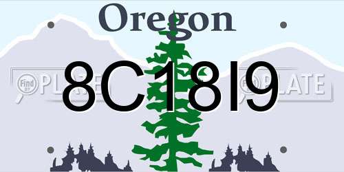 8C18I9 Oregon License Plate