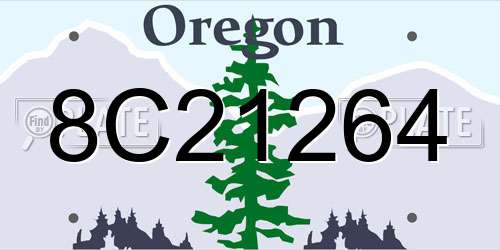 8C21264 Oregon License Plate
