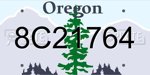 8C21764 Oregon License Plate