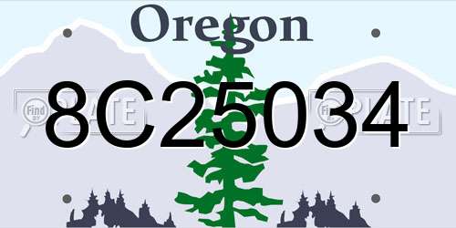8C25034 Oregon License Plate