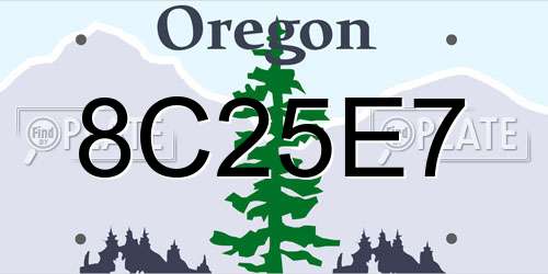 8C25E7 Oregon License Plate