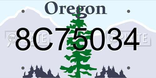 8C75034 Oregon License Plate