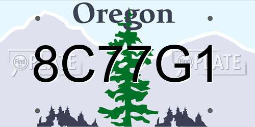 8C77G1 Oregon License Plate