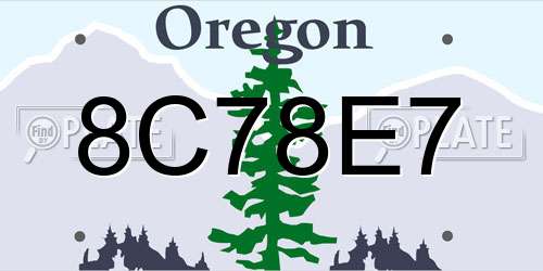 8C78E7 Oregon License Plate
