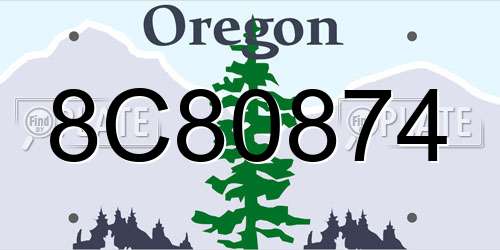 8C80874 Oregon License Plate