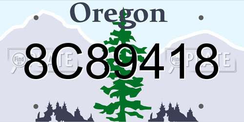 8C89418 Oregon License Plate