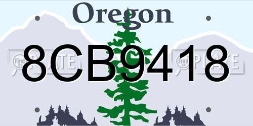 8CB9418 Oregon License Plate