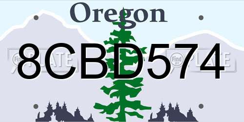 8CBD574 Oregon License Plate