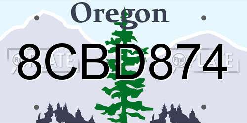 8CBD874 Oregon License Plate