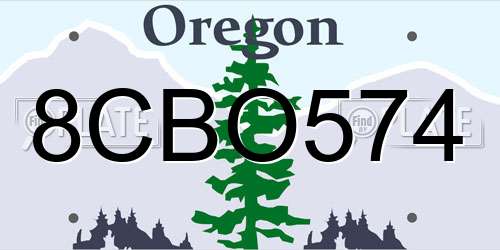 8CBO574 Oregon License Plate