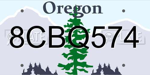 8CBQ574 Oregon License Plate