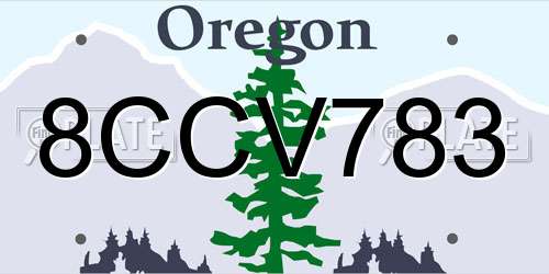 8CCV783 Oregon License Plate