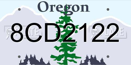 8CD2122 Oregon License Plate