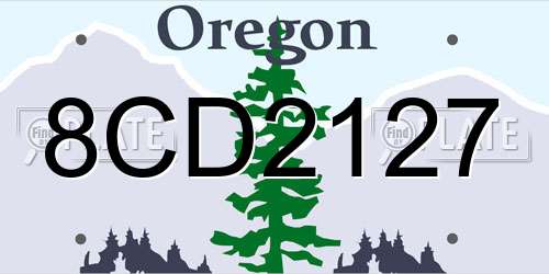 8CD2127 Oregon License Plate