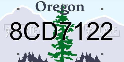 8CD7122 Oregon License Plate