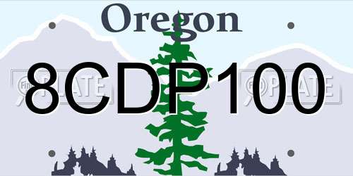 8CDP100 Oregon License Plate