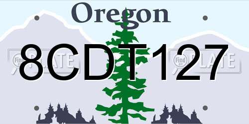 8CDT127 Oregon License Plate