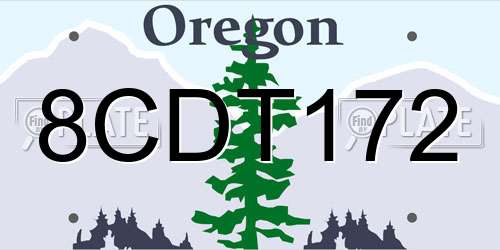 8CDT172 Oregon License Plate