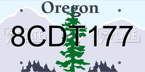 8CDT177 Oregon License Plate
