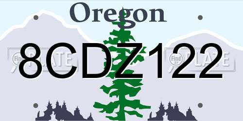 8CDZ122 Oregon License Plate