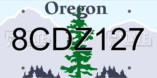 8CDZ127 Oregon License Plate