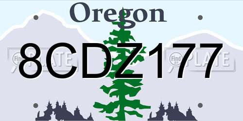 8CDZ177 Oregon License Plate
