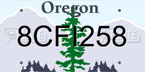 8CFI258 Oregon License Plate