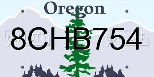 8CHB754 Oregon License Plate