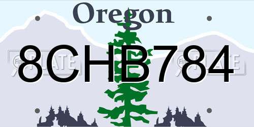 8CHB784 Oregon License Plate