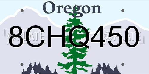 8CHQ450 Oregon License Plate