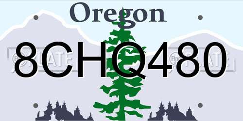 8CHQ480 Oregon License Plate