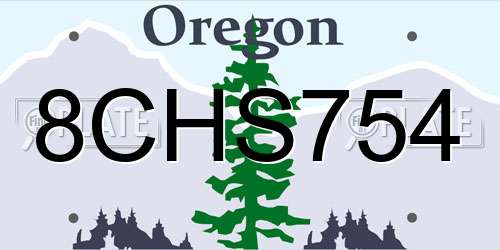 8CHS754 Oregon License Plate