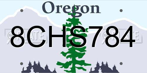 8CHS784 Oregon License Plate