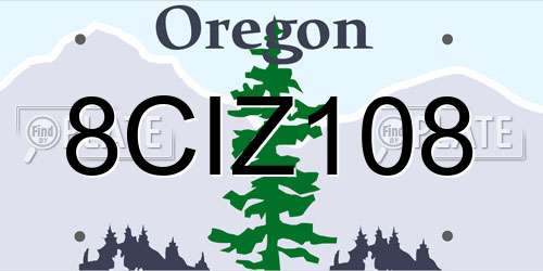 8CIZ108 Oregon License Plate