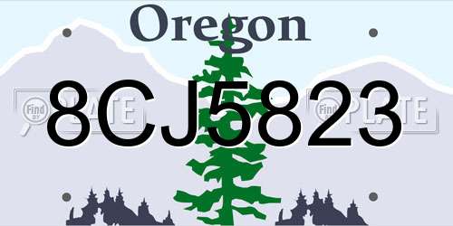 8CJ5823 Oregon License Plate