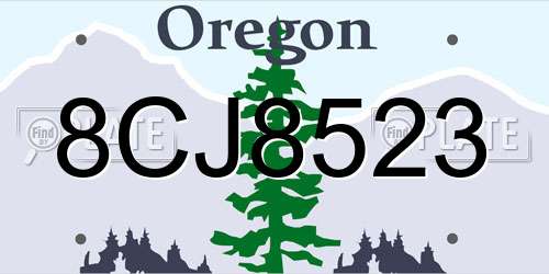 8CJ8523 Oregon License Plate