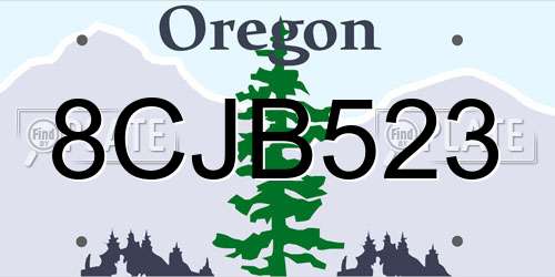 8CJB523 Oregon License Plate