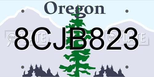 8CJB823 Oregon License Plate