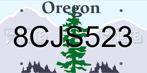 8CJS523 Oregon License Plate