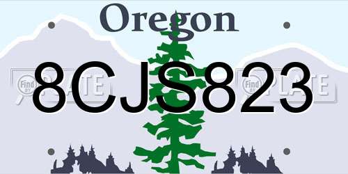 8CJS823 Oregon License Plate