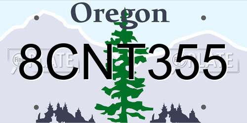 8CNT355 Oregon License Plate