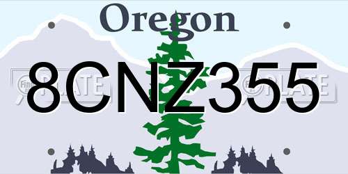 8CNZ355 Oregon License Plate