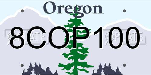 8COP100 Oregon License Plate