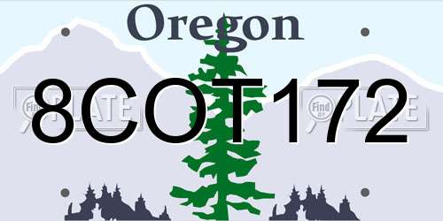 8COT172 Oregon License Plate