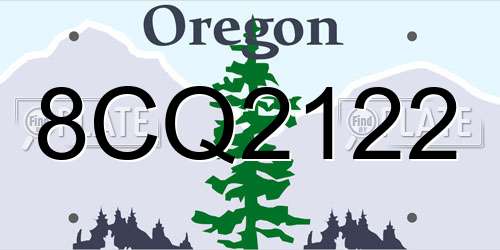 8CQ2122 Oregon License Plate