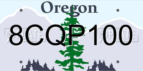 8CQP100 Oregon License Plate