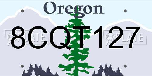 8CQT127 Oregon License Plate