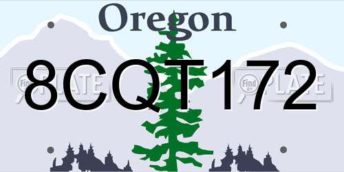 8CQT172 Oregon License Plate
