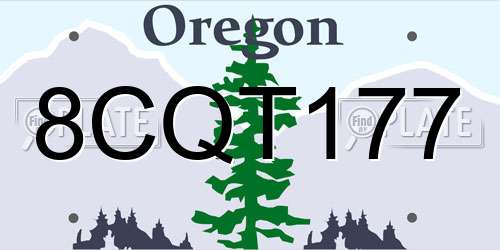 8CQT177 Oregon License Plate